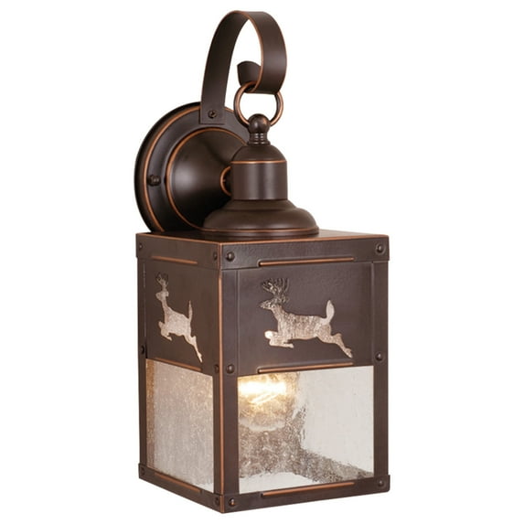 Vaxcel Bryce 1 Light Bronze Rustic Deer Tree Outdoor Wall Lantern Clear Glass