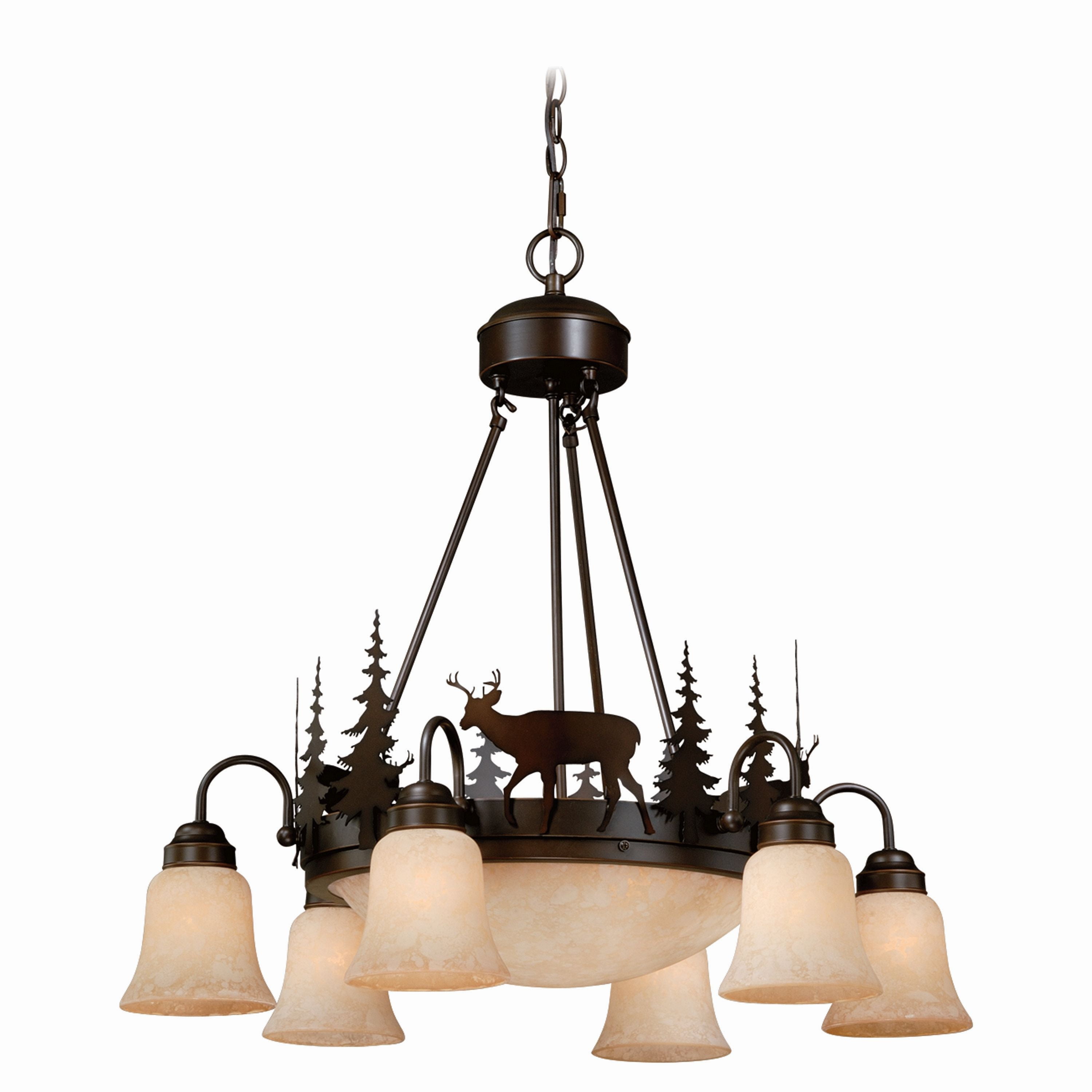 Rustic Deer Silhouette 9-Light Chandelier in Burnished Bronze