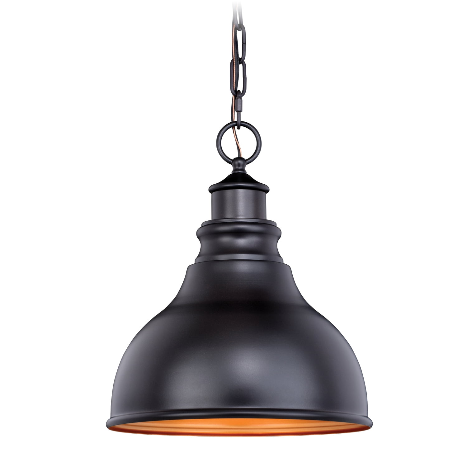 Oil Burnished Bronze Farmhouse Pendant Light with Gold Interior