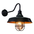 thumbnail image 1 of Vaxcel Dorado 1 Light Dusk to Dawn Bronze Farmhouse Outdoor Wall Barn Lantern Clear Glass, 1 of 6