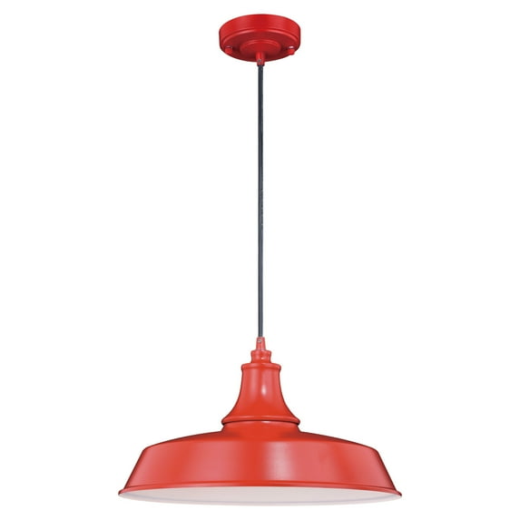 Vaxcel Dorado 1 Light Red White Farmhouse Outdoor Barn Dome Pendant