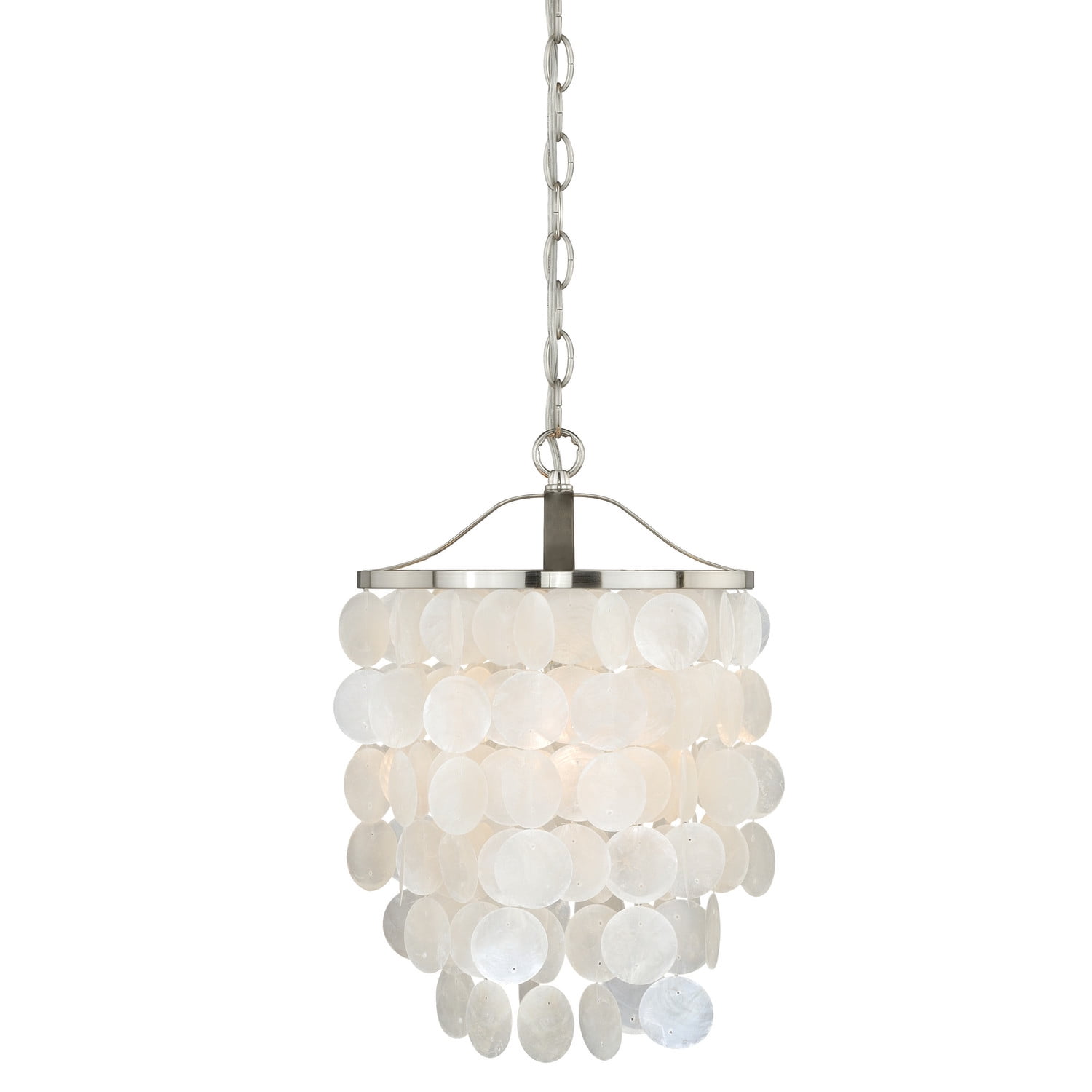 Elsa Capiz Shell Satin Nickel 18" Pendant Light