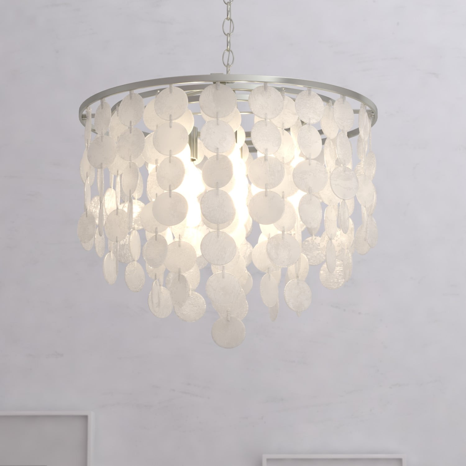 Elsa Satin Nickel 19'' Capiz Shell Pendant Light