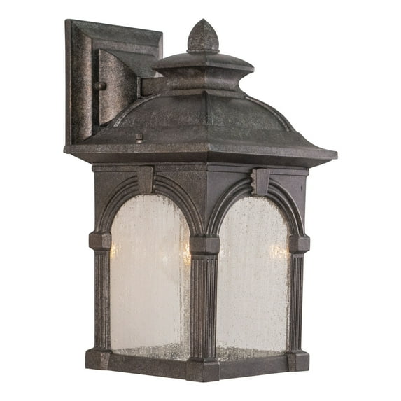 Vaxcel Essex Aluminum 1 Light Pewter Outdoor Wall Lantern Clear Glass
