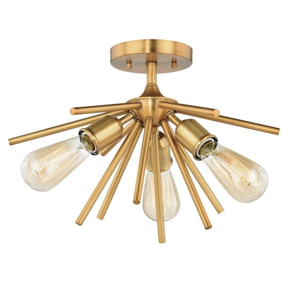 Vaxcel Estelle 17-in W Brass Mid-Century Modern Sputnik Semi Flush Mount Ceiling Light