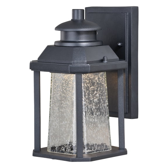 Vaxcel Freeport Aluminum 1 Light LED Dusk to Dawn Black Outdoor Wall Lantern Clear Glass
