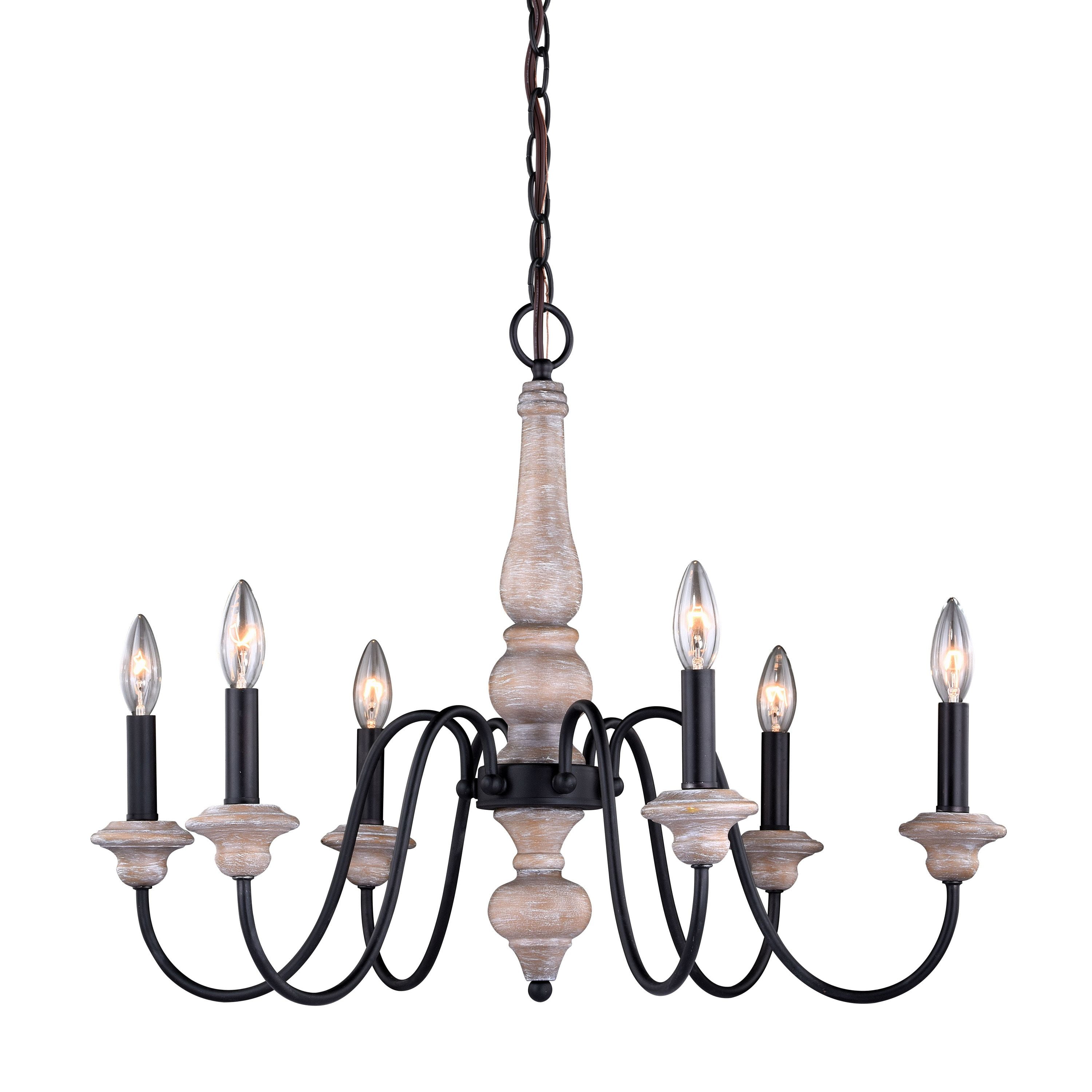 Georgetown 6-Light Vintage Ash and Bronze Chandelier