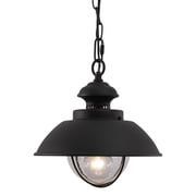 Vaxcel Harwich 1 Light Black Coastal Outdoor Barn Dome Pendant Clear Glass