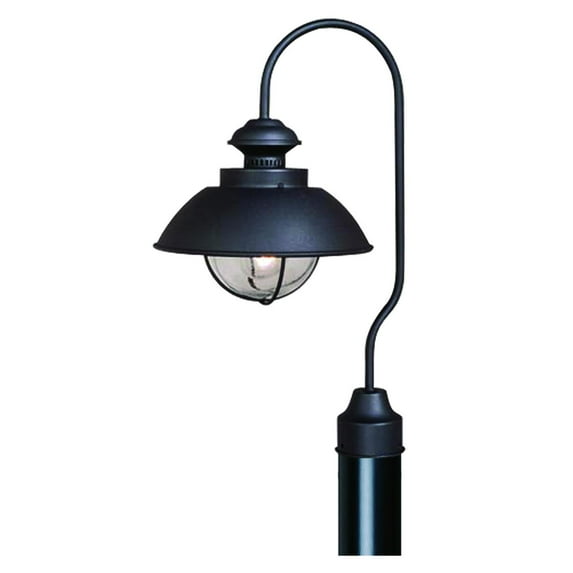 Vaxcel Harwich 1L Black Coastal Outdoor Dome Barn Post Light Clear Glass