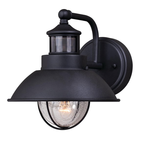 Vaxcel Harwich Black Motion Sensor Dusk to Dawn Coastal Outdoor Wall Light