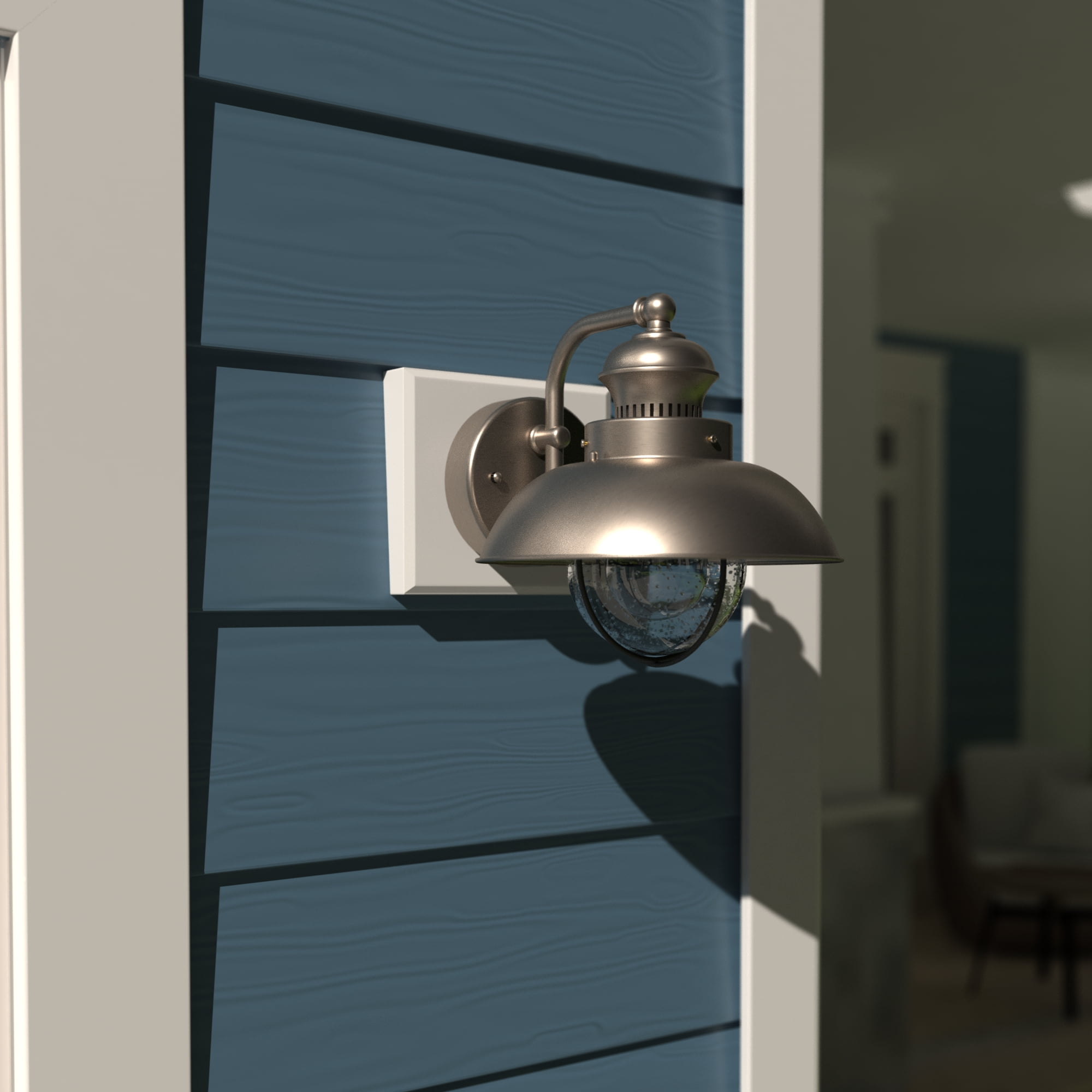 Harwich Brushed Nickel 8-Inch Nautical Outdoor Wall Sconce