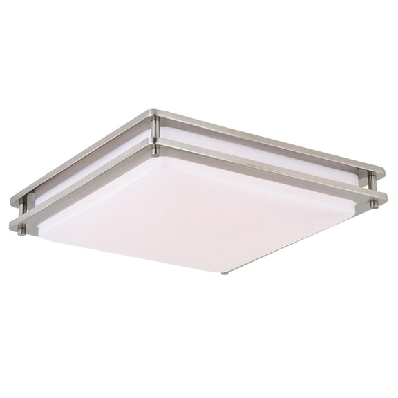 Open Box Vaxcel Horizon 16-in W LED Satin Nickel Flush Mount Ceiling Light Fixture White Shade