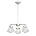 thumbnail image 1 of Vaxcel Huntley 3 Light Satin Nickel Farmhouse Schoolhouse Mini Chandelier White Milk Glass, 1 of 5