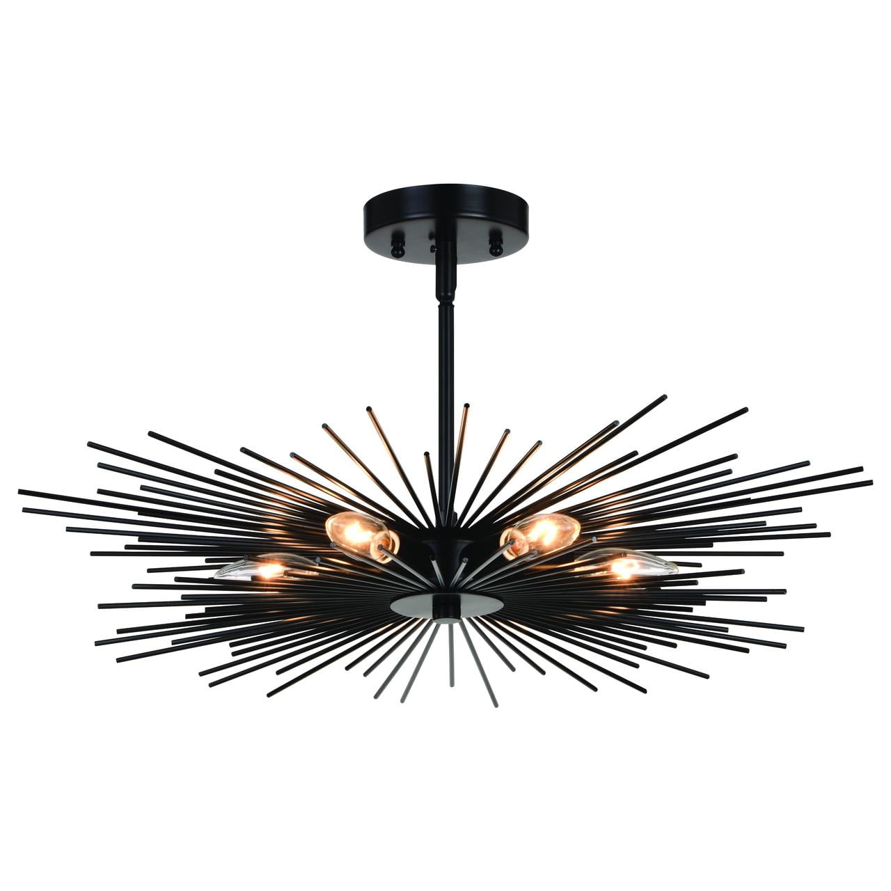 Nikko Matte Black 24" Mid-Century Modern Semi-Flush Mount Light