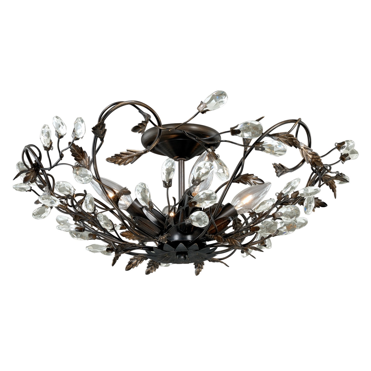 Elysian Bronze & Crystal Vine 19" Semi-Flush Ceiling Light