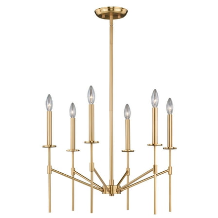 Vaxcel Kedzie 6 Light 2 Tier Brass Mid-Century Modern Chandelier