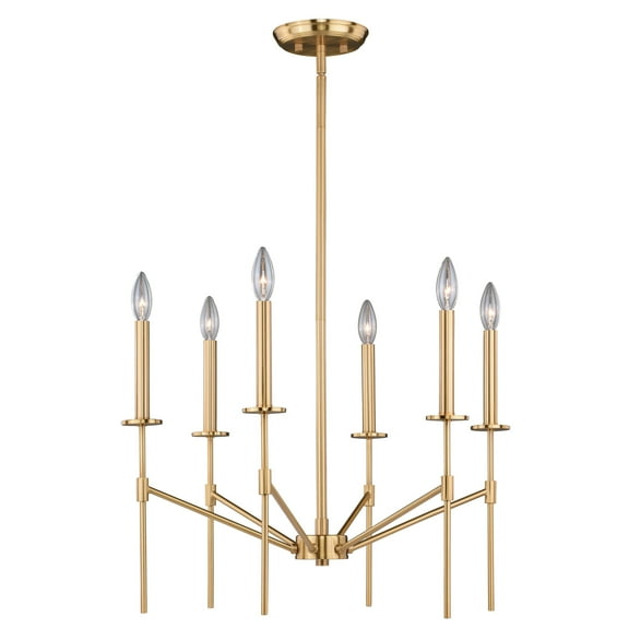 Vaxcel Kedzie 6 Light 2 Tier Brass Mid-Century Modern Chandelier