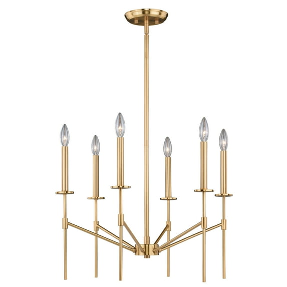 Vaxcel Kedzie 6 Light 2 Tier Brass Mid-Century Modern Chandelier