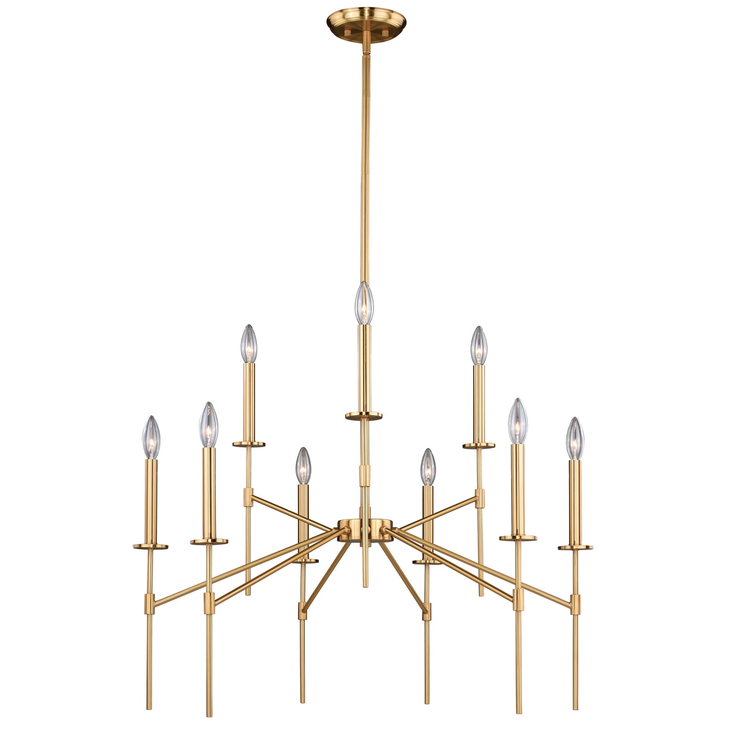 Kedzie 32" Natural Brass 9-Light Mid-Century Modern Chandelier
