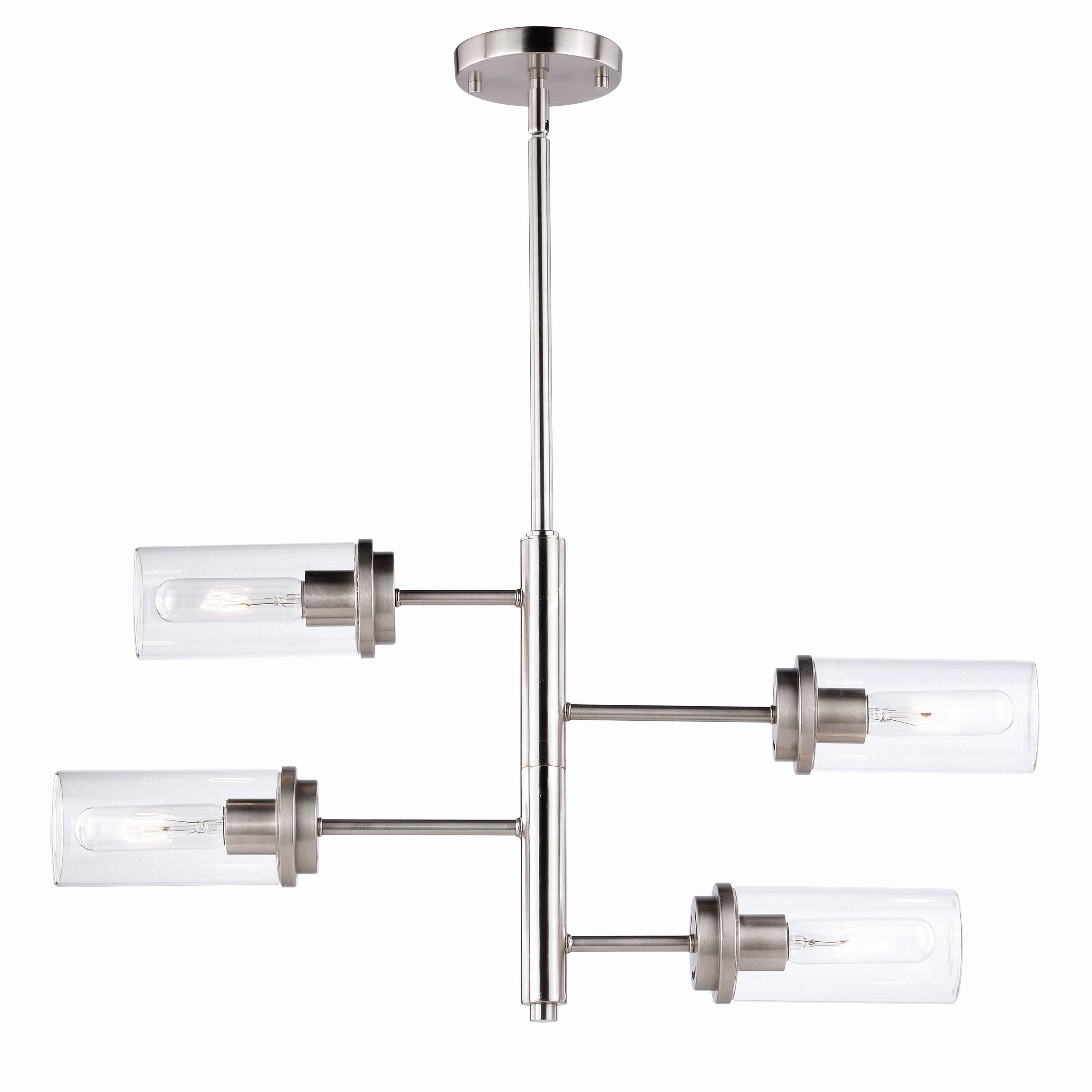 Vaxcel Kimball 4 Light 2 Tier Satin Nickel Adjustable Chandelier