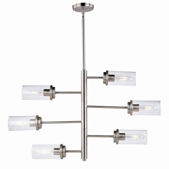 Vaxcel Kimball 6 Light 3 Tier Satin Nickel Adjustable Chandelier