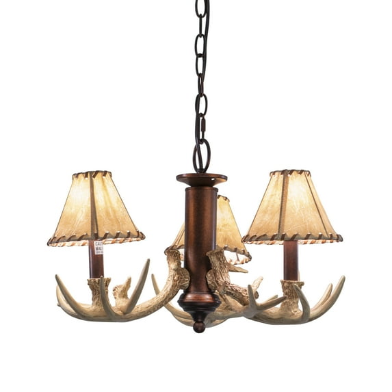 Vaxcel Lodge 3L LED Bronze Rustic Antler Mini Chandelier or Fan Light Kit