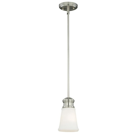 Vaxcel Malie Satin Nickel Mini Pendant Ceiling Light White Glass