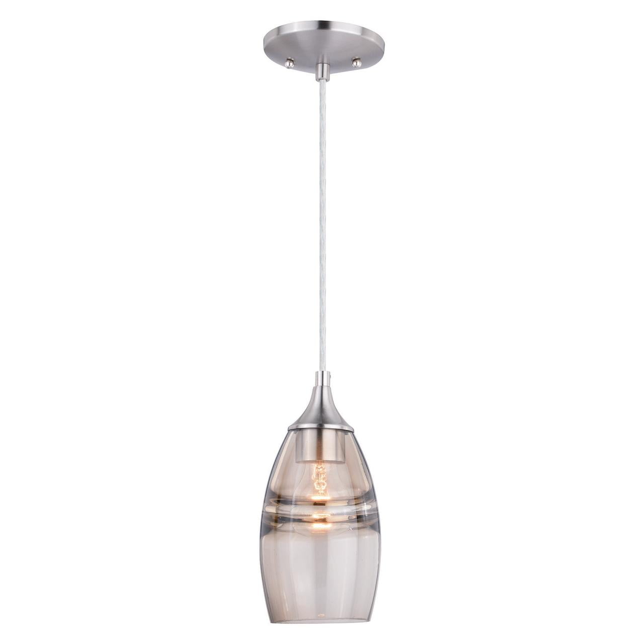 Satin Nickel Glass Mini Pendant Light with LED
