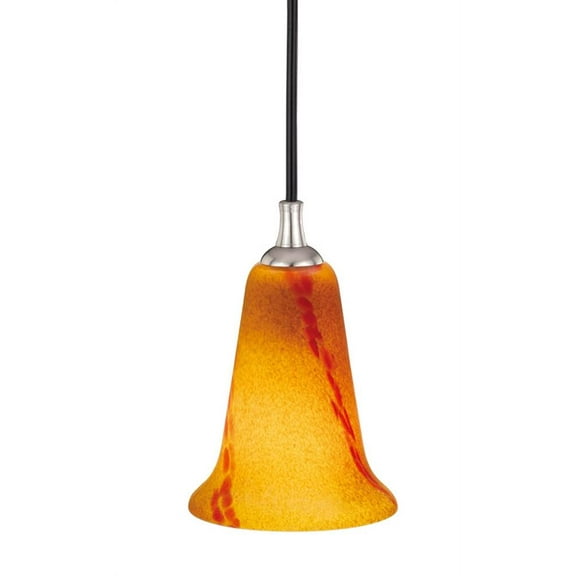 Vaxcel Milano Satin Nickel Mini Pendant Ceiling Light Amber Red Glass