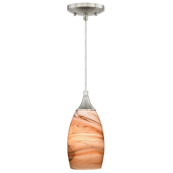 Milano 4.75" Mini Pendant Toffee Swirl Glass Satin Nickel