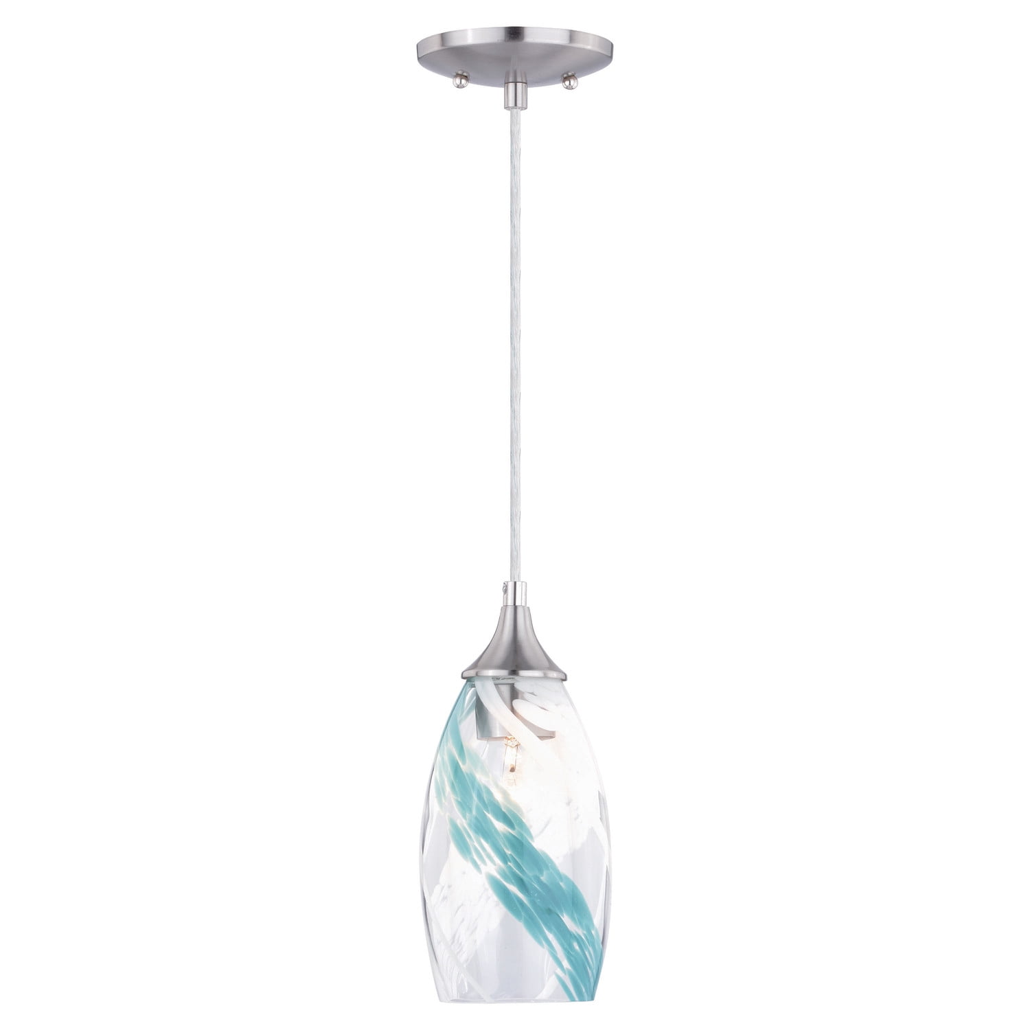 Milano 5" Satin Nickel Caribbean Swirl Glass Mini Pendant