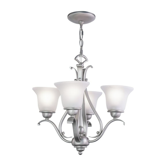 Monrovia 4 Light Brushed Nickel Mini Chandelier White Glass