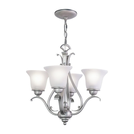 Monrovia 4 Light Brushed Nickel Mini Chandelier White Glass