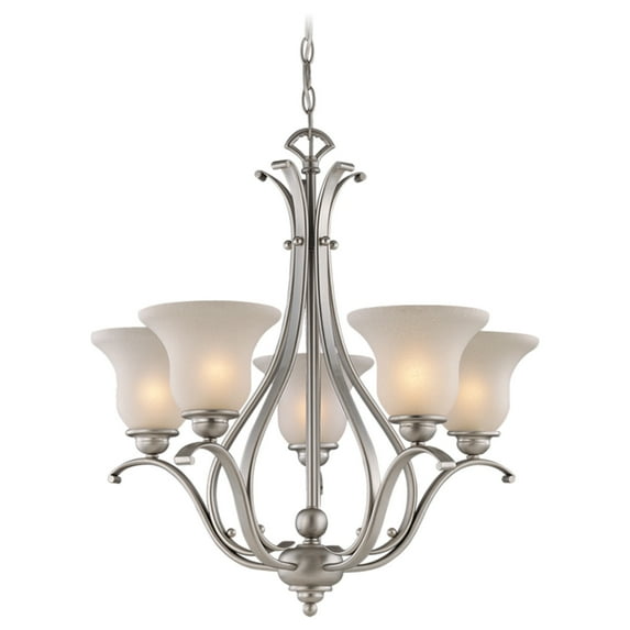 Monrovia 5 Light Brushed Nickel Chandelier White Glass