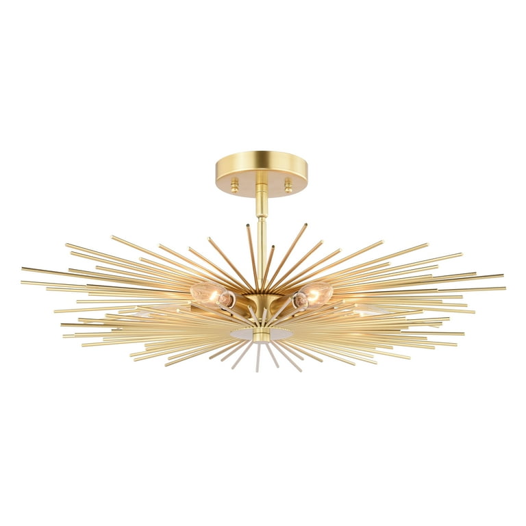 Nikko Gold Mid-Century Modern Semi Flush Mount Ceiling Light for