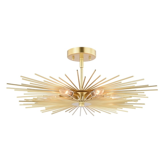 Vaxcel - Nikko 6-Light Semi-Flush Mount in Mid-Century Modern and Starburst