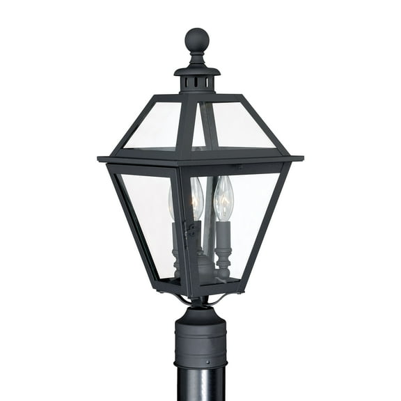 Vaxcel Nottingham 3L Black Outdoor Empire Post Light Clear Glass