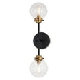 thumbnail image 1 of Vaxcel Orbit 2 Light Brass and Oil Rubbed Bronze Industrial MCM Wall Sconce Clear Glass Globe, 1 of 10