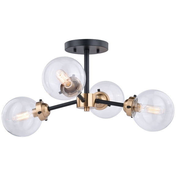 Vaxcel Orbit 20-in W Bronze Gold Industrial Sputnik Semi Flush Mount Ceiling Light Clear Glass