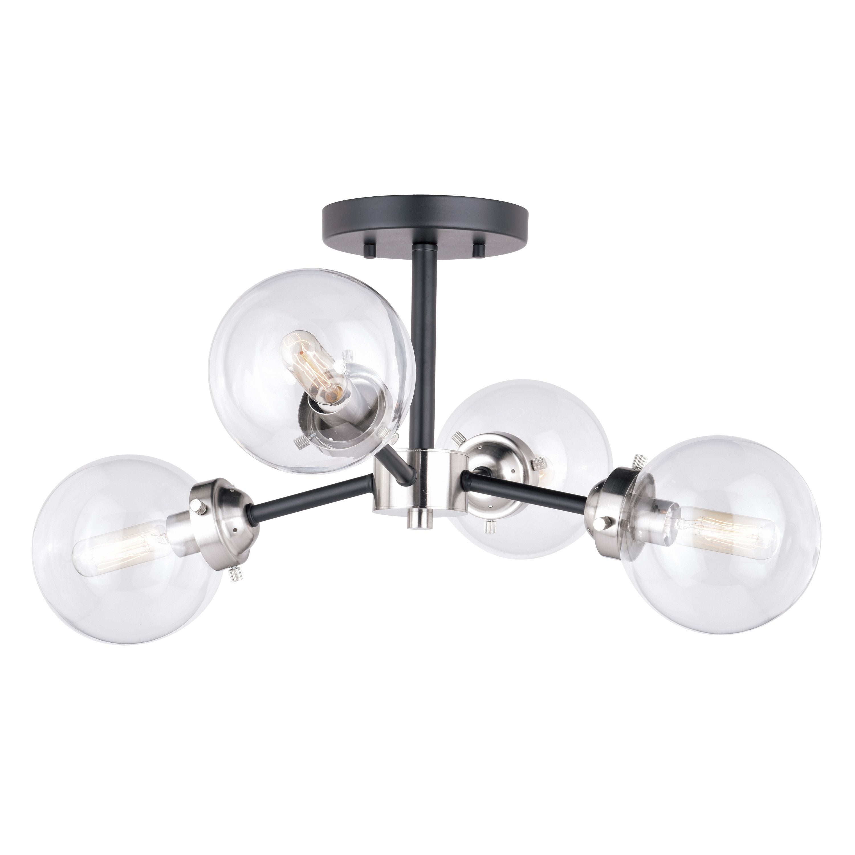 Orbit Satin Nickel and Bronze 4-Light Semi Flush Mount