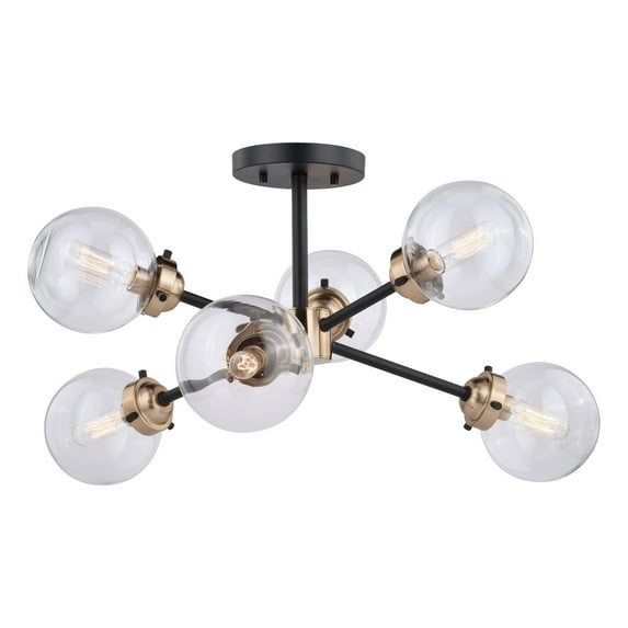 Vaxcel Orbit 25-in W Bronze Gold Industrial Sputnik Semi Flush Mount Ceiling Light Clear Glass