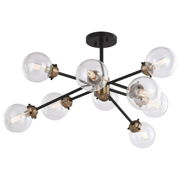 Vaxcel Orbit 32-in W Bronze and Brass Sputnik Ceiling Light Clear Glass