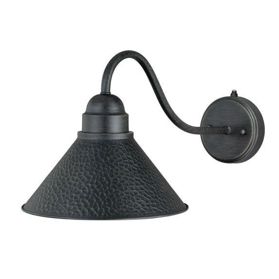 Vaxcel Outland 1 Light Dusk to Dawn Black Gold Farmhouse Barn Dome Outdoor Wall Lantern