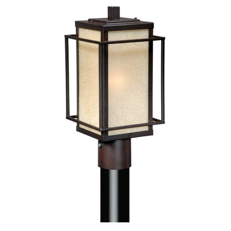 Vaxcel USA RBOPU070EB Robie 1 Light Mission Outdoor Post Lamp Lighting Fixture in Bronze, Glass