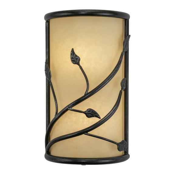 Vaxcel Vine 2 Light Black Rustic Flush Wall Sconce Amber Glass
