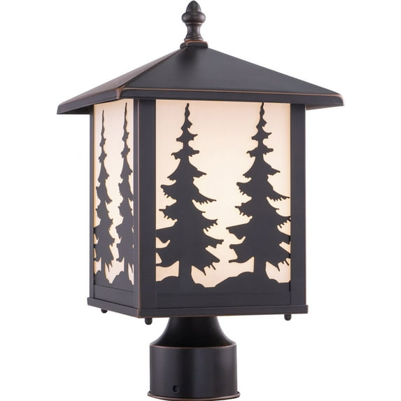 Vaxcel Yosemite 1L Bronze Rustic Outdoor Tree Post Light White Glass