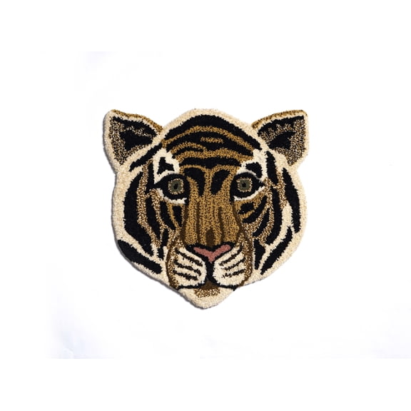 Vayan 2x2 ft Hand-Tufted Tiger Head Accent Rug Soft Decorative Animal-Shaped Rug for Kids Rooms, Nurseries & Home Dcor
