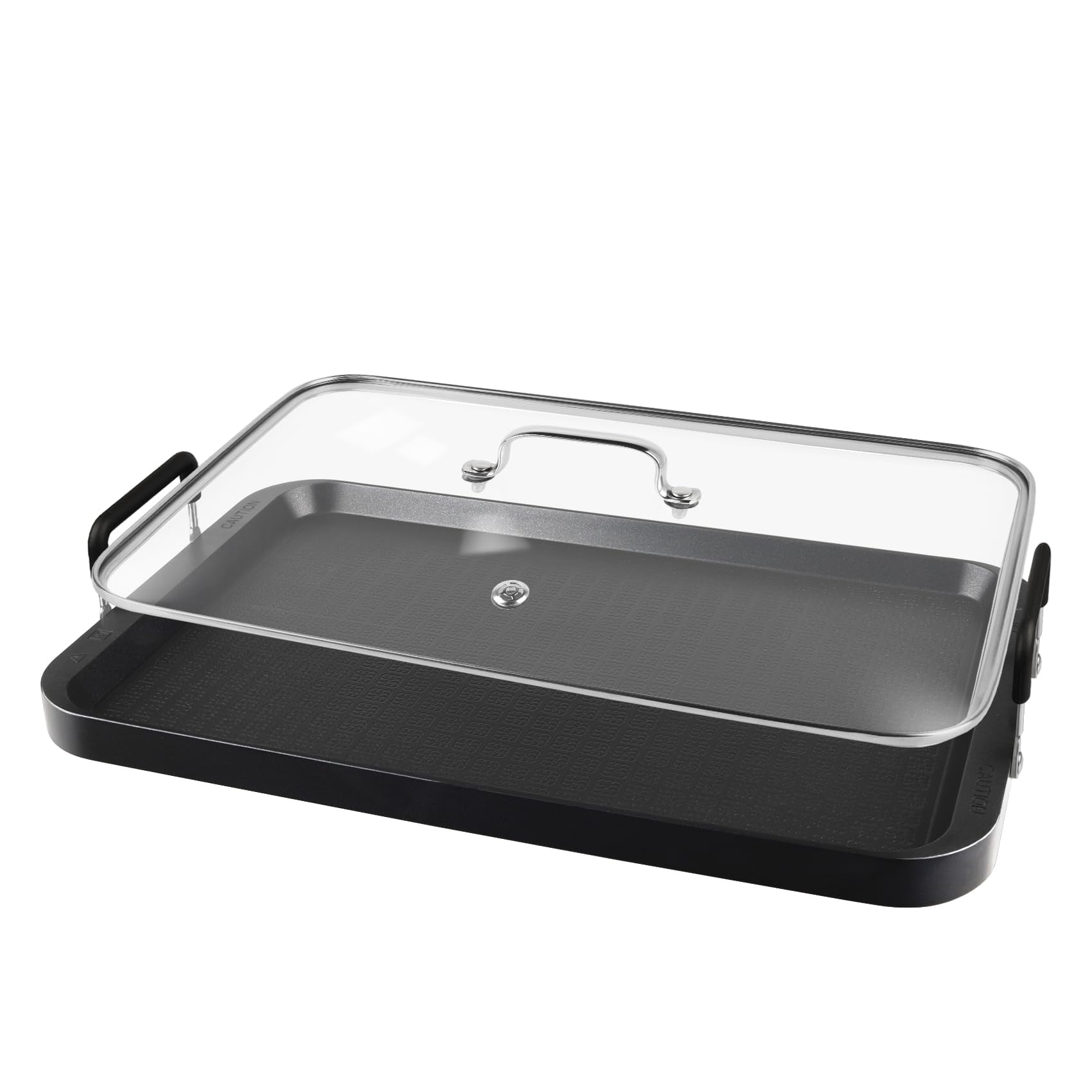 Vayepro 2 Burner Griddle Pan with Glass Lid,Stove Top Flat Griddle for
