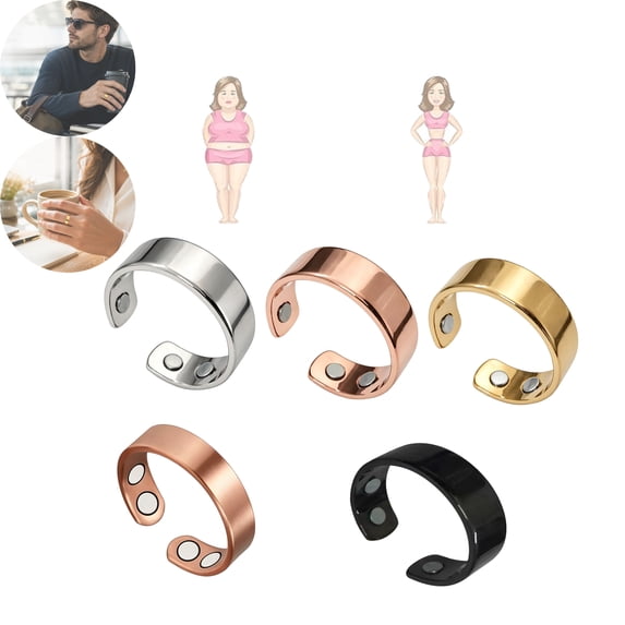 Vayro Ring for Women & Men, 4-Strong Magnet Adjustable Wellness Ring Stainless Steel Open Lightweight and Water-Resistant Rings