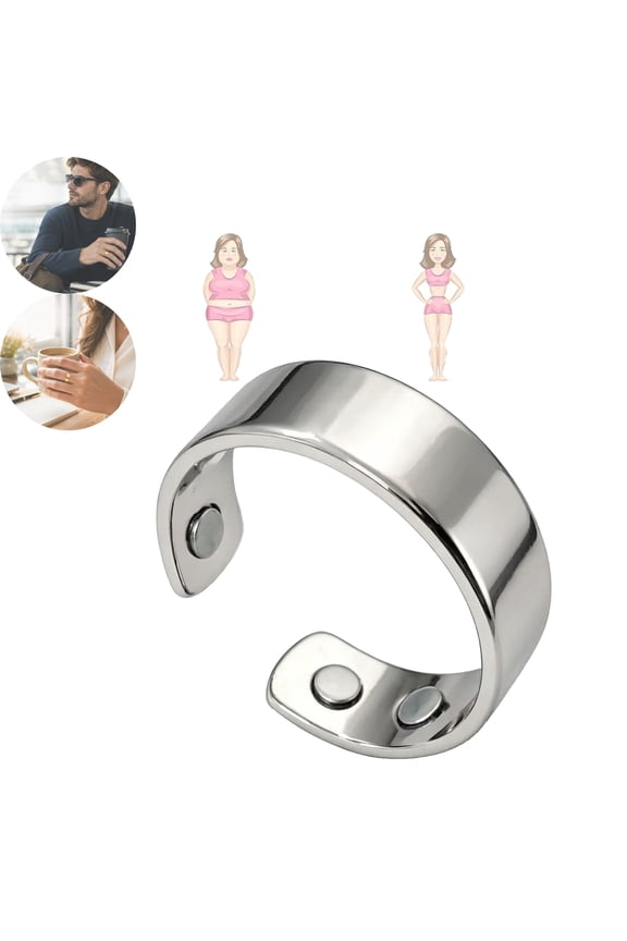 Vayro Ring for Women & Men, 4-Strong Magnet Adjustable Wellness Ring Stainless Steel Open Lightweight and Water-Resistant Rings